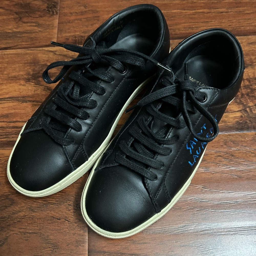 Saint Laurent Black and Cream Men's Sneakers